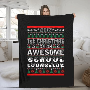 Discover 2017 1st Christmas Awesome School Counselor Fleece Blankets