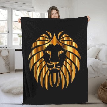 Discover Gold Lion Design Fleece Blankets