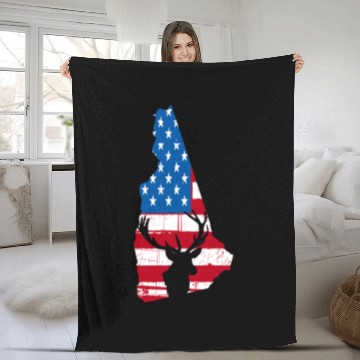 Discover American Flag New Hampshire Deer Hunting Fleece Blankets