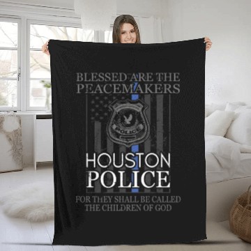 Discover Houston Police Support Saint Michael Police Officer Prayer Fleece Blankets