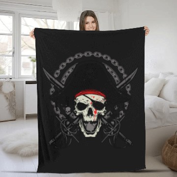 Discover Ahoy Buccaneers Avast Ye motif of Pirate Skull Fleece Blankets