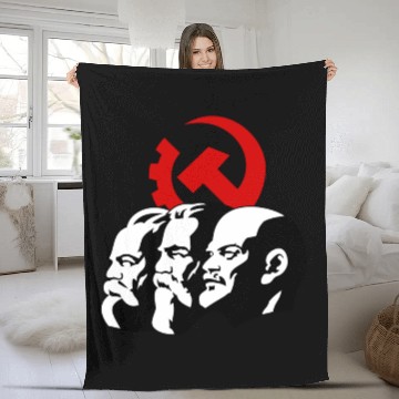 Discover marx lenin revolution russia soviet star vintage s Fleece Blankets