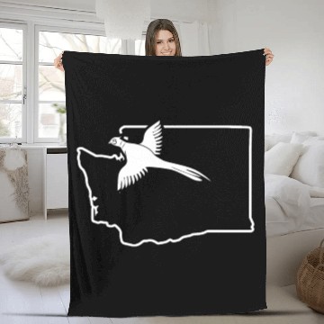 Discover Hunting Pheasant Washington Western Bird Hunting Fleece Blankets
