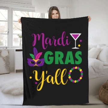 Discover Mardi Grass Y'All Fleece Blankets