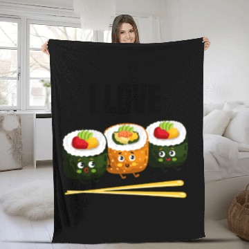 Discover I love sushi gift Fleece Blankets
