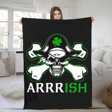 Discover ARRRISH Funny St Patrick's Day Pirate Saying Fleece Blankets