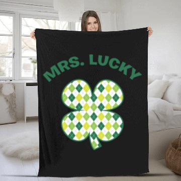 Discover Mrs. Lucky Shamrock Green Clover St Patricks Day Fleece Blankets