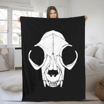 Discover New Design Cat Skull Pointillism Best Seller Fleece Blankets