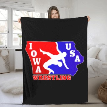 Discover Iowa Team USA Wrestling Fleece Blankets
