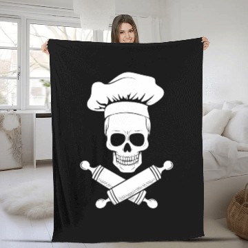Discover baker skull hat gift love bread cake yummy relax Fleece Blankets