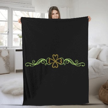 Discover St. Patricks Day. Ornament with shamrock. Fleece Blankets