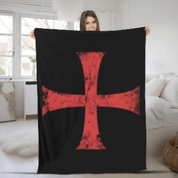 Discover Distressed Crusader Knights Templar Cross Fleece Blankets