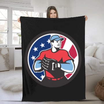 Discover American Baseball Pitcher Fleece Blankets