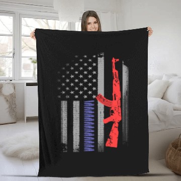 Discover American Gun Lover Flag Fleece Blankets