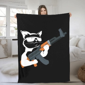 Discover Gunning for Kitties funny Cat Gift Fleece Blankets Fleece Blankets