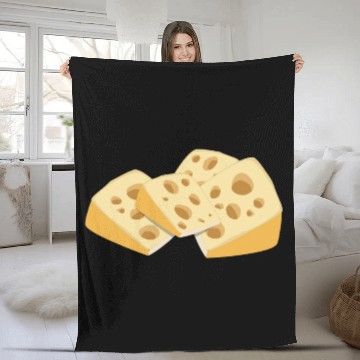 Discover Cheese holes mice milk yellow burger gift idea Fleece Blankets