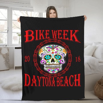 Discover Daytona Bike Week Sugar Skull 2018 ©WhiteTigerLLC. Fleece Blankets