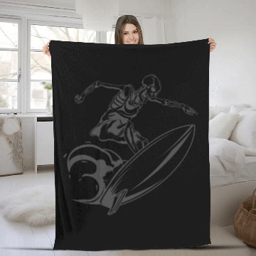 Discover Surfing Skeleton 3 Fleece Blankets