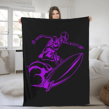 Discover Surfing Skeleton 3b Fleece Blankets