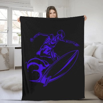Discover Surfing Skeleton 3c Fleece Blankets
