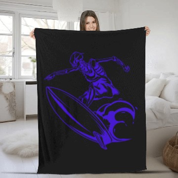 Discover Surfing Skeleton 2c Fleece Blankets