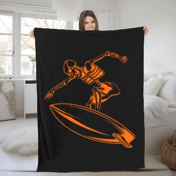 Discover Surfing Skeleton 4a Fleece Blankets