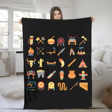 Discover Native American culture/Native American Clothing Fleece Blankets