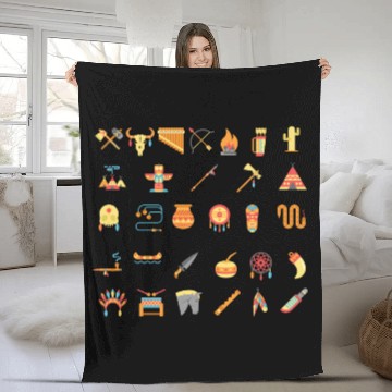 Discover Native American culture/Native American Clothing Fleece Blankets