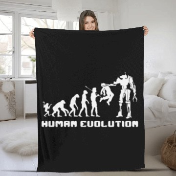 Discover Human Evolution Robot Fleece Blankets