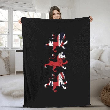 Discover Union Jack Three Lions United Kingdom Great Flag Fleece Blankets