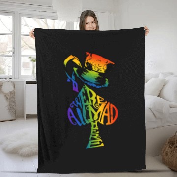 Discover Alice in Wonderland | Were All Mad Here | Mad Hatter | LGBT Rainbow Fleece Blankets