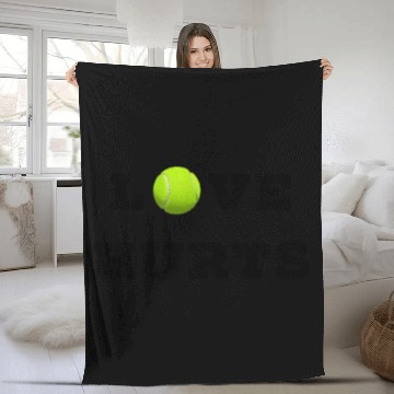Discover Funny Tennis Team Player Gift Love Hurts Design Fleece Blankets