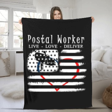 Discover American Postal Worker - Live Love Deliver Fleece Blankets