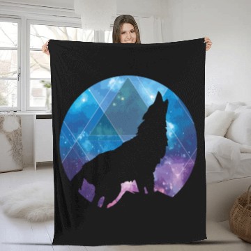 Discover Galaxy Wolf Fleece Blankets