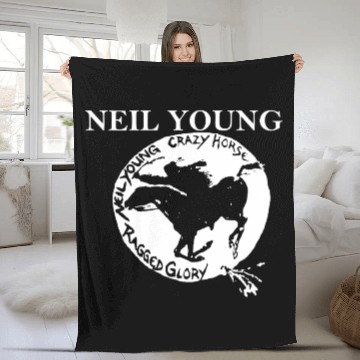 Discover Neil Young Crazy Horse Unisex Retro Rock Horse Fleece Blankets