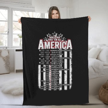 Discover Veteran - World tour free em all America Fleece Blankets