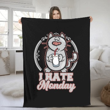 Discover I hate mondays cat cats or kitten gift for mondays Fleece Blankets