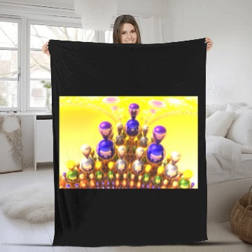 Discover Abstract 3D Computer Art - Reflective Bulbs Fleece Blankets