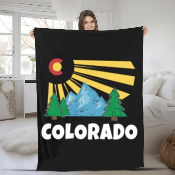 Discover Native Colorado Gifts CO State Flag Sunrise Fleece Blankets
