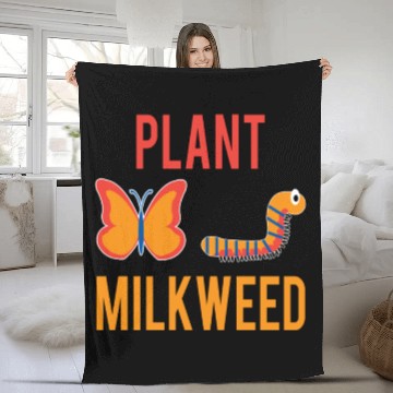 Discover Women's Monarch Butterfly Plant Milkweed Caterpill Fleece Blankets