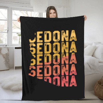 Discover Retro Sedona Vacation Fleece Blankets Arizonna State Shape USA Gift