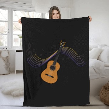 Discover Acoustic Guitar Country Wooden Fleece Blankets