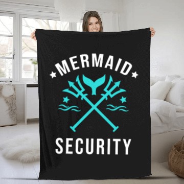Discover Mermaid security Lifeguard Swimming Teacher Merman Fleece Blankets