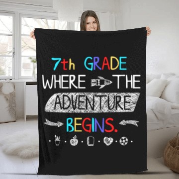 Discover 7th Grade Where the Adventure Begins Fleece Blankets