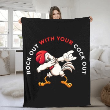 Discover Rock Out With Your Cock Out Rooster Fleece Blankets