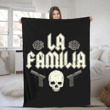 Discover LA FAMILIA Guns and roses Fleece Blankets