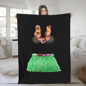 Discover Coconut Bra Grass Skirt Lei Flowers Summer Party Fleece Blankets