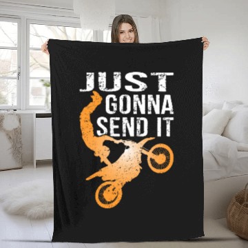 Discover Just Gonna Send It Bike Fleece Blankets