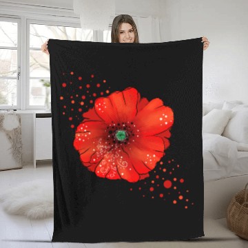 Discover Red Poppy Fleece Blankets