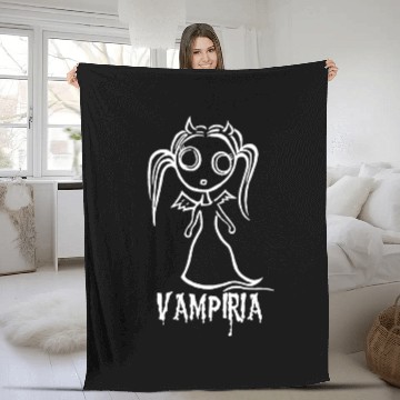 Discover Vampiria - Little Vampire Girl with Bat Wings Fleece Blankets